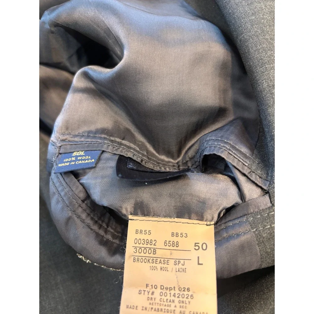 Brooks Brothers Brooksease Mens 50L‎ Gray 100% Wool Blazer Jacket Made in Canada